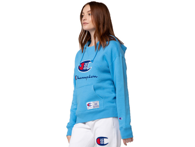 Champion Women's Century Logo Hoodie Blue Size Extra Small | StackSocial