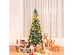 Costway 6ft Snow Flocked Unlit Pencil Christmas Tree Hinged Pine Cones - Green, White