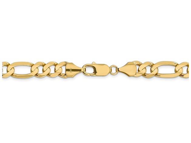 Mens 8.75mm Concave Figaro Necklace 22 Inches in 14K Yellow Gold