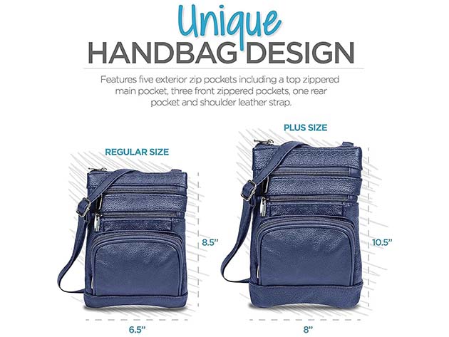 Krediz Leather Crossbody Bag for Women (X-Large/Navy)