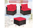 Costway 4 Piece Patio Rattan Wicker Furniture Set Cushioned Sofa Ottoman Garden - Red