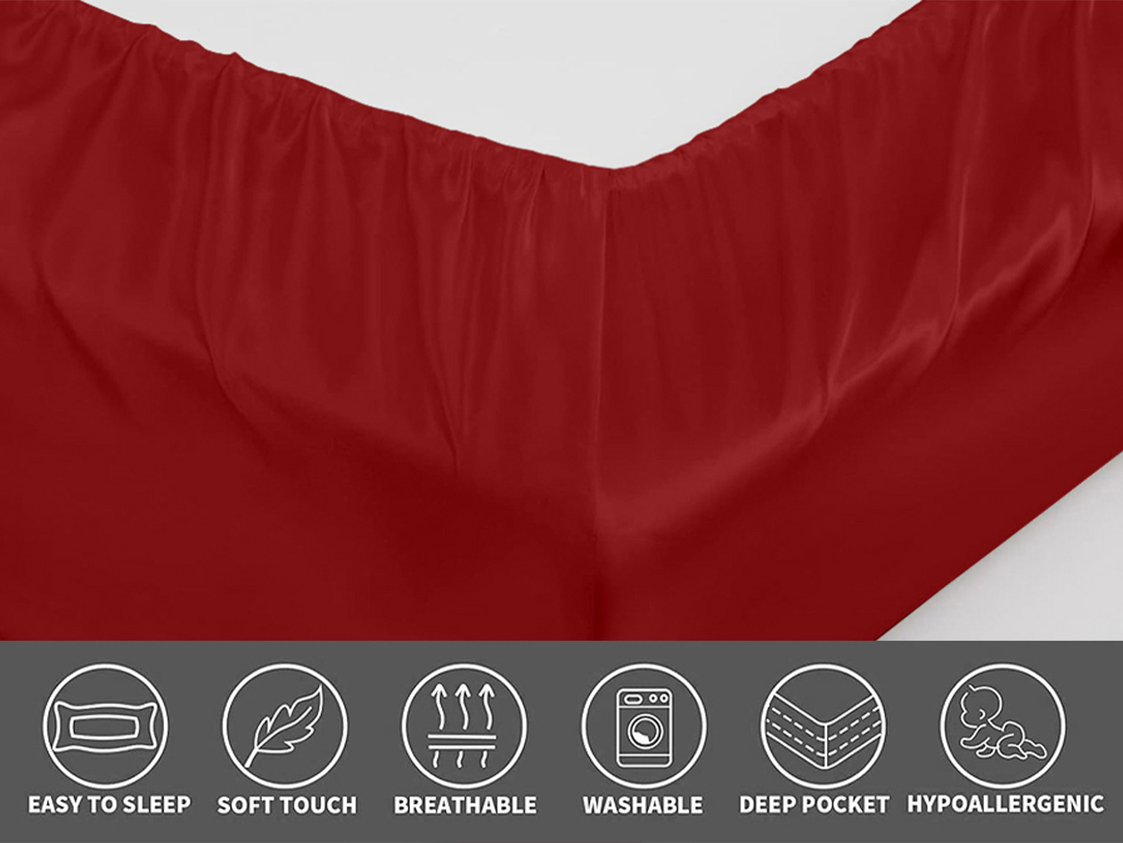 Silky-Soft Satin 4-Piece Sheet Set (Burgundy/King)
