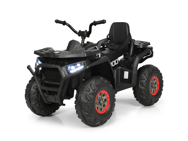 Costway 12V Kids Electric 4-Wheeler ATV Quad 2 Speeds Ride On Car w/MP3&LED Lights White - Black