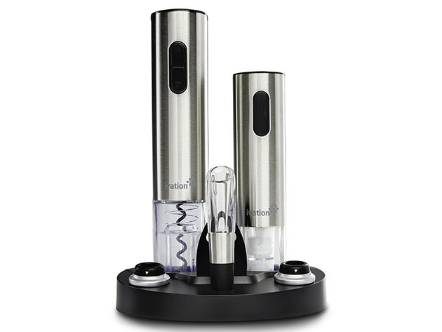 Ivation 7-Piece Wine Set, Electric Wine Opener, Wine Aerator & More! - Stainless steel