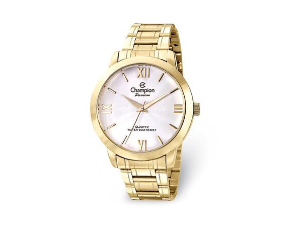 Champion Mens Passion Gold-tone White Dial Wrist Watch | shop.extratv.com