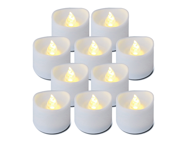 Set of 12 LED Flame-less Realistic Flickering Effect Tea Light Candles 