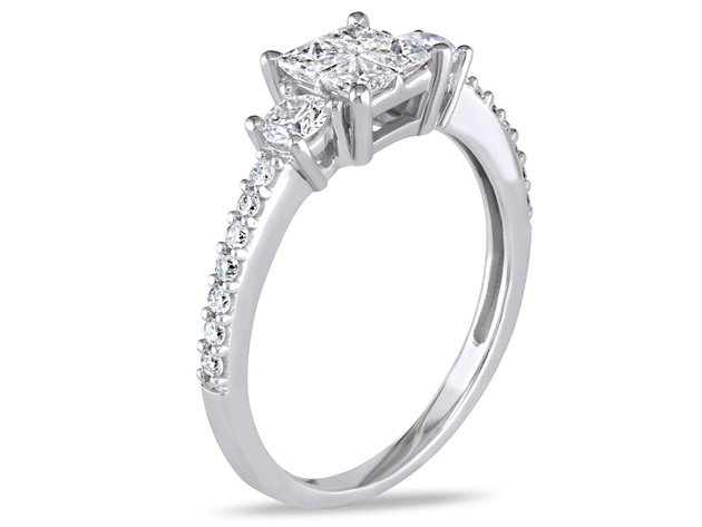 Princess Cut Diamond Engagement Ring 3/4 Carat (ctw I-J, I2-I3) in 14K White Gold - 10