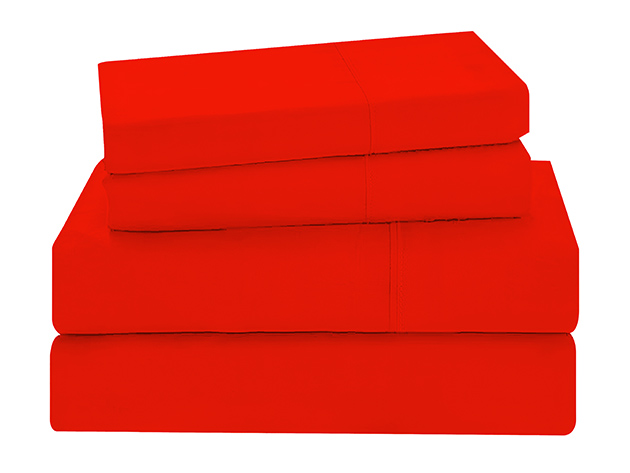 4-Piece Microfiber Sheet Set (Red/Full)