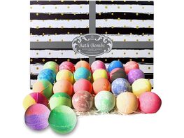 Bath Bombs Gift Set for Women and Men. 24 Luxury Bath Bombs Individually Wrapped Bulk Box by Purelis