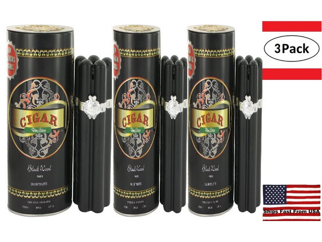 3 Pack Cigar Black Wood by Remy Latour Eau De Toilette Spray 3.3 oz for Men
