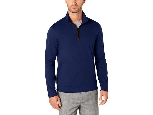 Tasso Elba Men's 1/4-Zip Sweater Blue Size XX-Large