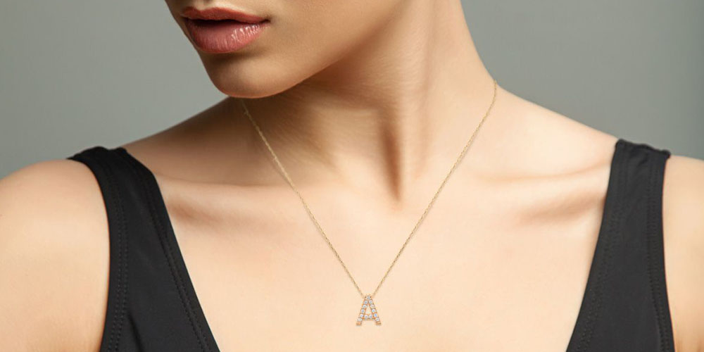 Diamond A–Z Initial Rose Gold Necklace 