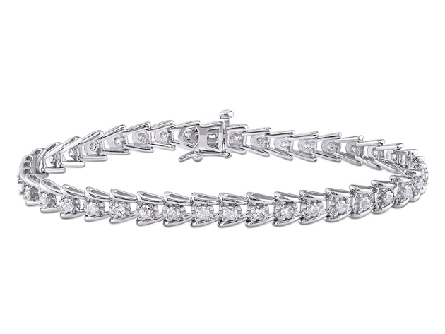 2.00 Carat (ctw) Diamond Tennis Bracelet in Sterling Silver (7 Inches)