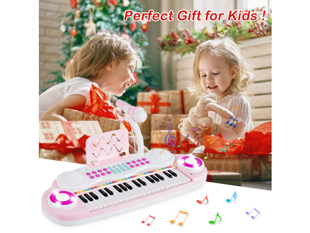 Costway 37-Key Toy Keyboard Piano Electronic Musical Instrument BluePink - Pink