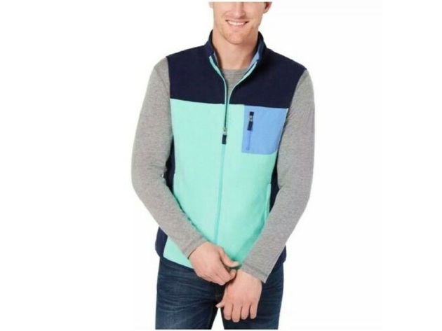 Club Room Men's Colorblock Fleece Sweater Vest Mint Size Extra Large