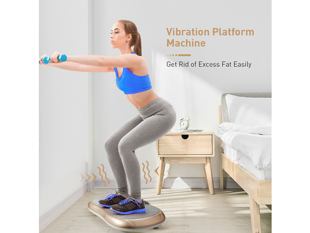 Costway Vibration Plate Exercise Machine Whole Body Workout Platform w/Loop Bands Home - White