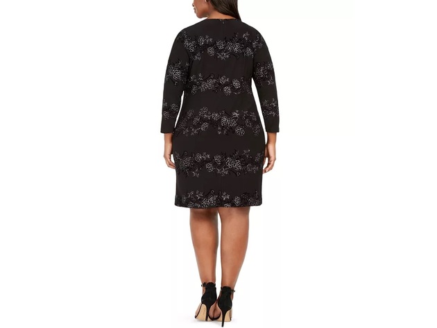 Jessica Howard Women's Plus Size Sparkle Floral Dress Black Size 18