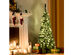Costway 4.5ft Pre-Lit Hinged Pencil Christmas Tree 150 White Lights - Green