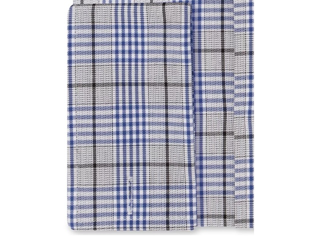 Sean John Men's Blue Plaid French Cuff Dress Shirt Navy Size 16-34-35