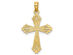 14K Yellow Gold Cross Pendant Necklace with Chain and Heart Center