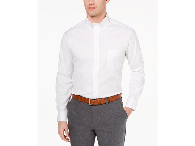 Club Room Men's Slim-Fit Pinpoint Solid Dress Shirt White Size 16x34-35