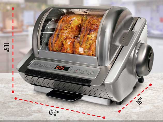 Ronco EZ-Store Large Capacity (15lbs) Countertop Rotisserie Oven (Red)