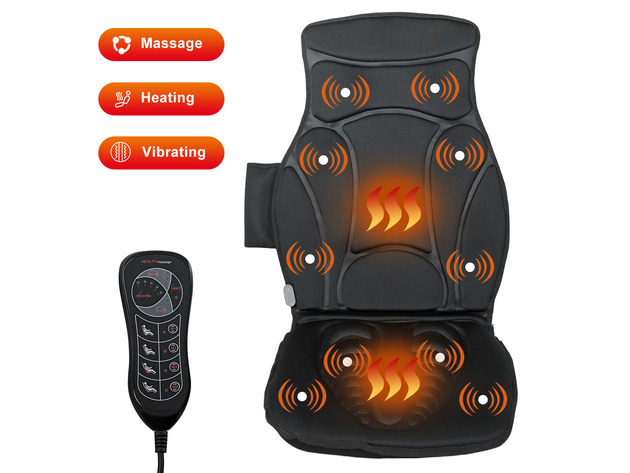 Costway Vibration Massage Seat Cushion Car 10 Vibration Motors Seat Back Massager - Black