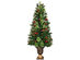Costway 3ft Pre-Lit Christmas Entrance Tree In Urn w/ 40 LED Light Red Berries Pine Cone - Green
