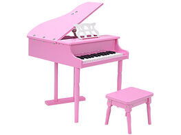 Costway Childs 30 Key Toy Grand Baby Piano w/ Kids Bench Wood - Pink
