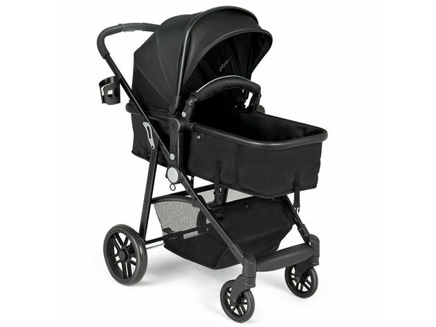 Costway 2 In1 Foldable Baby Stroller Kids Travel Newborn Infant Buggy Pushchair - Black