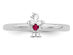 Sterling Silver Stackable Band Ring with Little Girl and Lab Created Ruby Accent - 8