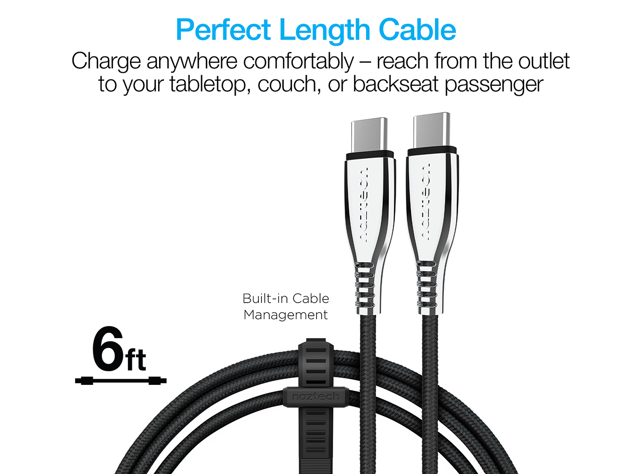 Naztech 6ft Titanium USB-C to USB-C Braided Cable | Gadget Hacks