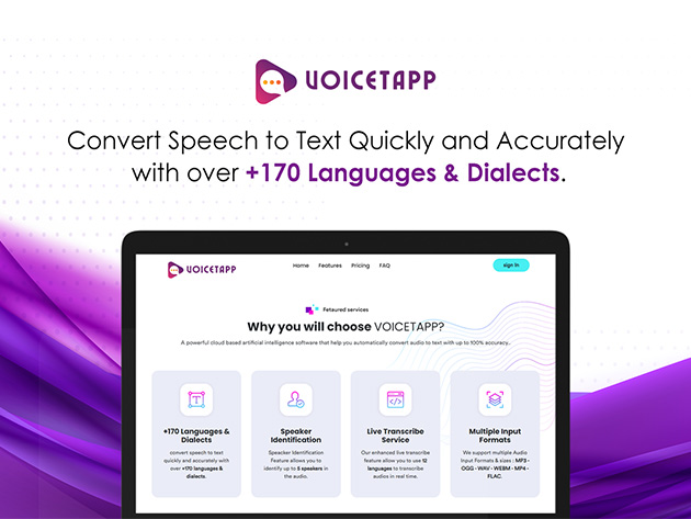 Voicetapp AI Speech to Text Transcription: Lifetime Subscription