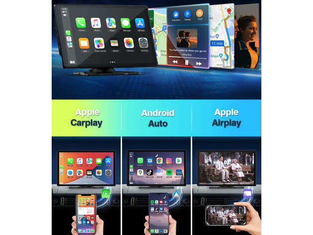 9" Wireless Car Display with Phone Mirroring, Apple CarPlay & Android Auto Compatibility