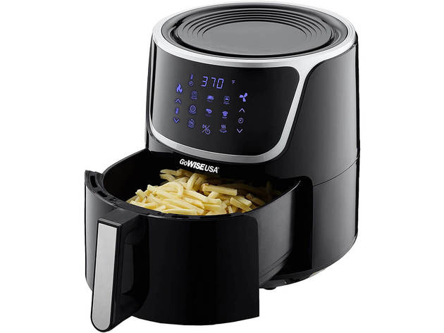 GoWISE GW22956 7-Quart Electric Air Fryer with Dehydrator & 3 Stackable Racks - Black/Silver