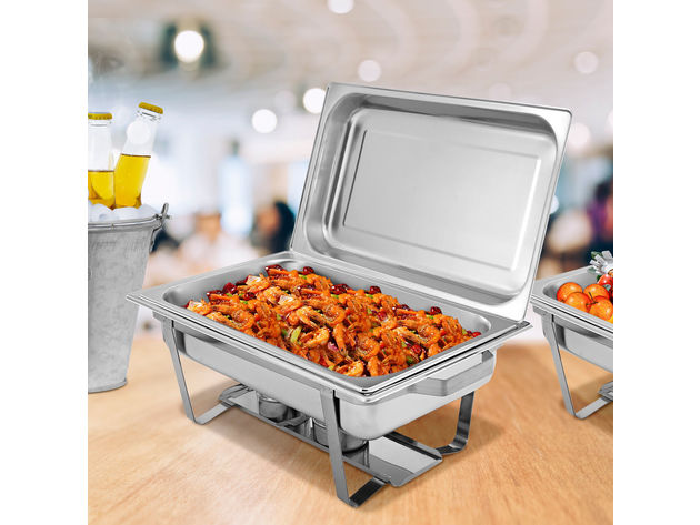 Costway 4 Pack Of Stainless Steel Chafer Chafing Dish Full Size 8 Quart Catering Buffet