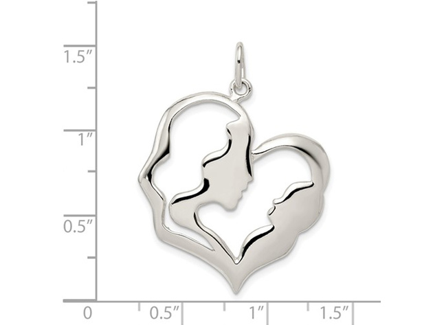 Sterling Silver Polished Mother and Baby Pendant Necklace with Chain