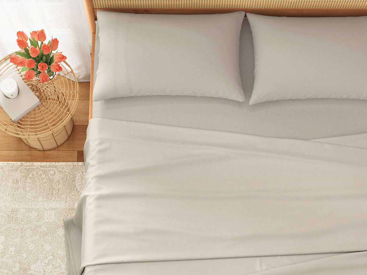 4-Piece Pre-Washed Microfiber Sheet Set (Grey/Twin)