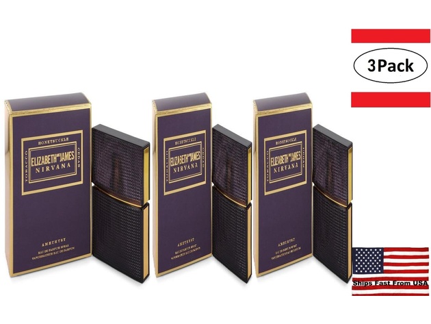 3 Pack Nirvana Amethyst by Elizabeth and James Eau De Parfum Spray (Unisex) 1 oz for Women