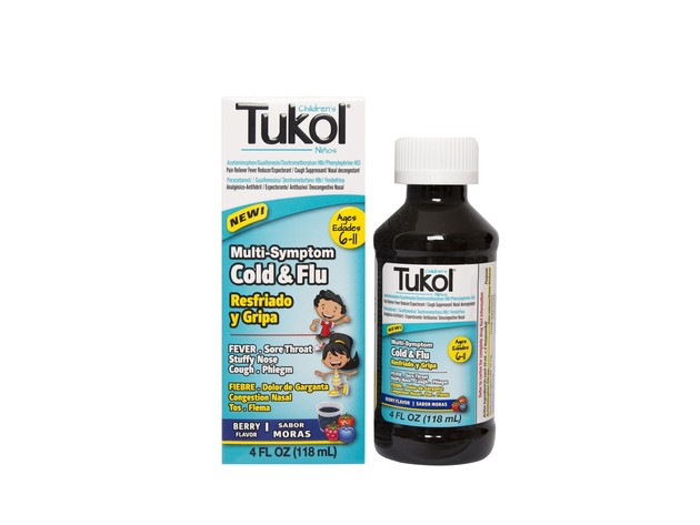 Tukol Children's Multi-Symptom Cold and Flu, Temporarily Relieves Nasal Congestion Due to Colds, Berry Flavor, 4.0 Ounces