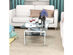 Costway Rectangle Glass Coffee Table Metal Legs End Table Livingroom - White