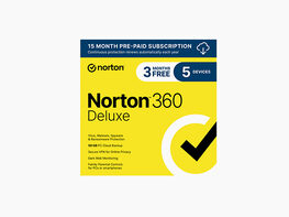 Norton 360 Deluxe: 50GB Cloud PC Backup for 5 Devices (15-Month Subscription)