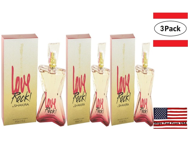 3 Pack Shakira Love Rock! by Shakira Eau De Toilette Spray 2.7 oz for Women