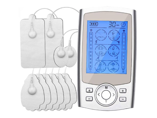 TENS EMS Muscle Stimulator for Pain Relief Therapy (Silver)