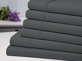 6-Piece Bamboo-Blend Comfort Luxury Sheet Set (Grey/Twin)