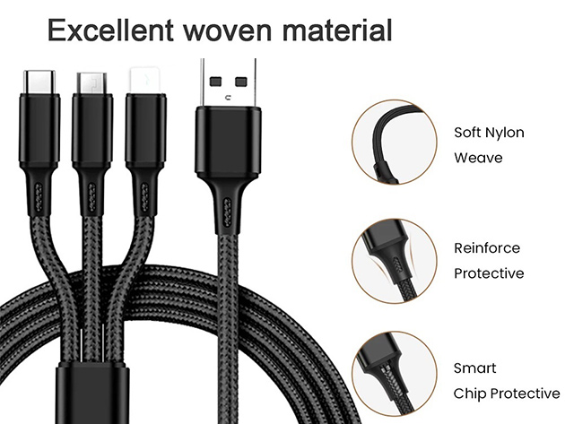 3-in-1 USB Charging Cable (4-Pack)