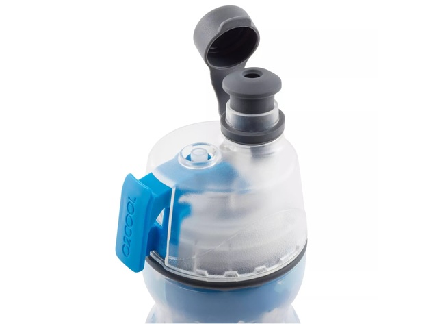 O2COOL Elite Mist N Sip Insulated Arctic Kids' Squeeze Bottle with Silicone Cap, 12 Ounces, Shark