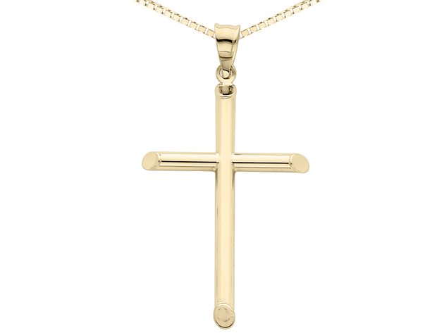 14K Yellow Gold Cross Pendant Necklace with Chain