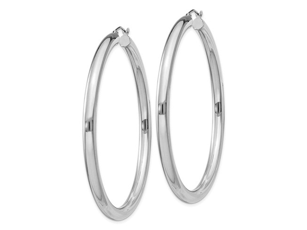 Extra Large Hoop Earrings in Sterling Silver 2 1/2 Inch (4.0mm)