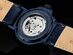 Stührling Legacy Automatic 45mm Skeleton Dual Time Watch (Grey Dial/Blue Leather/Blue Case)